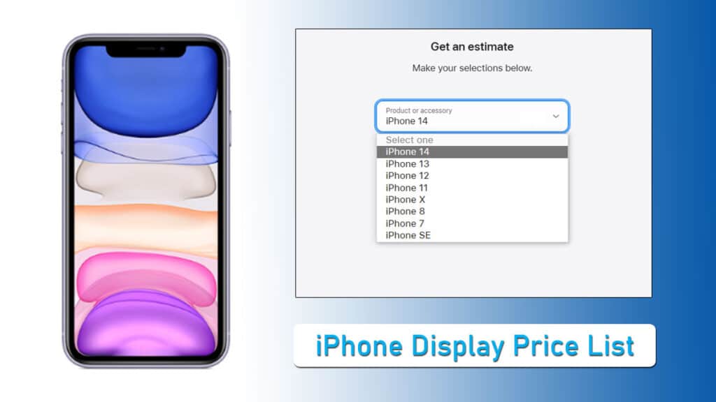 apple iphone display price list