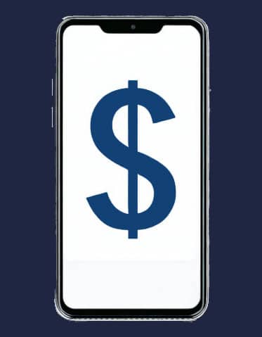 dollar sign on smartphone display