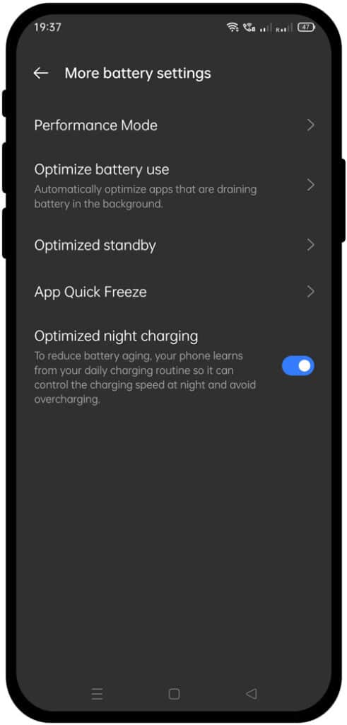 more battery settings in realme