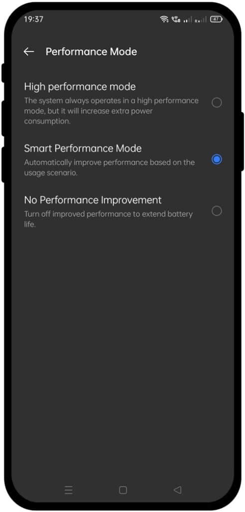 performance mode in realme